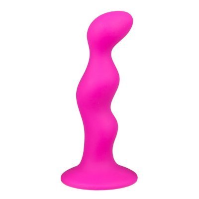 Ribbed Pink Silicone Dildo