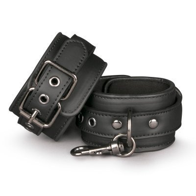 Black Faux Leather Handcuffs