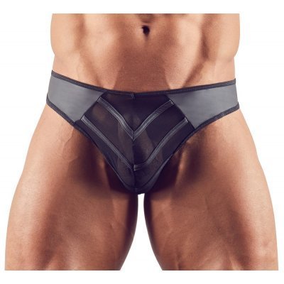 Faux Leather G-String With Powernet Inserts