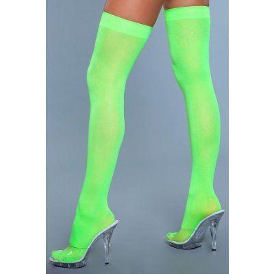 Thigh High Nylon Stockings - Neon Green
