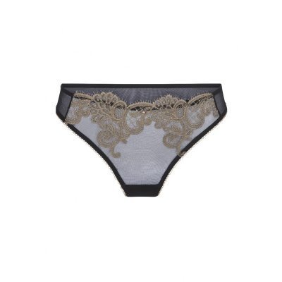 Sensual Thong With Lace - Black / Gold