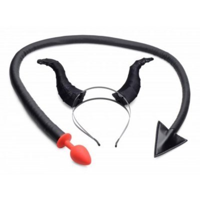 Devil Tail Anal Plug And Horn Set